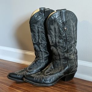 Black Leather Cowboy Boots